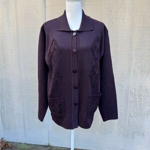 Annabelle Dark Plum Cardigan Sweater
